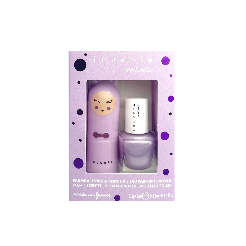 Inuwet - Lot de 1 baume à lèvres & 1 vernis mauve