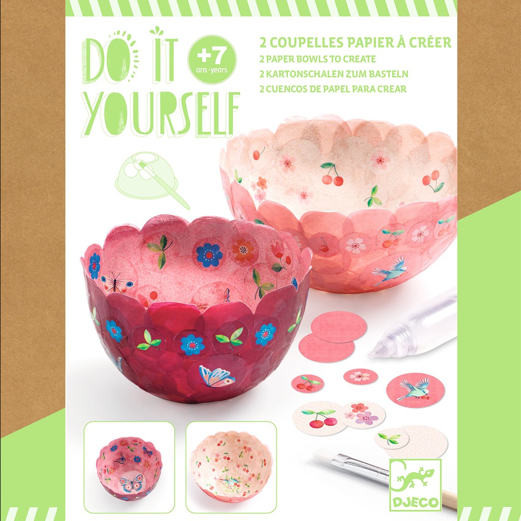 DJECO - Do It Yourself - Dans les airs - 2 Coupelles papier à créer - 7 ans +