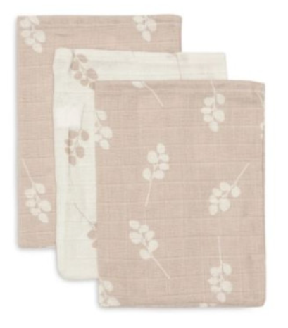 Jollein - Gant de Toilette Gaze de Coton 15x20cm Twig - Wild Rose - 3 Unités