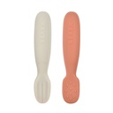 Béaba - Lot 2 pré-cuillères d'apprentissage silicone Terracotta/Gris velours