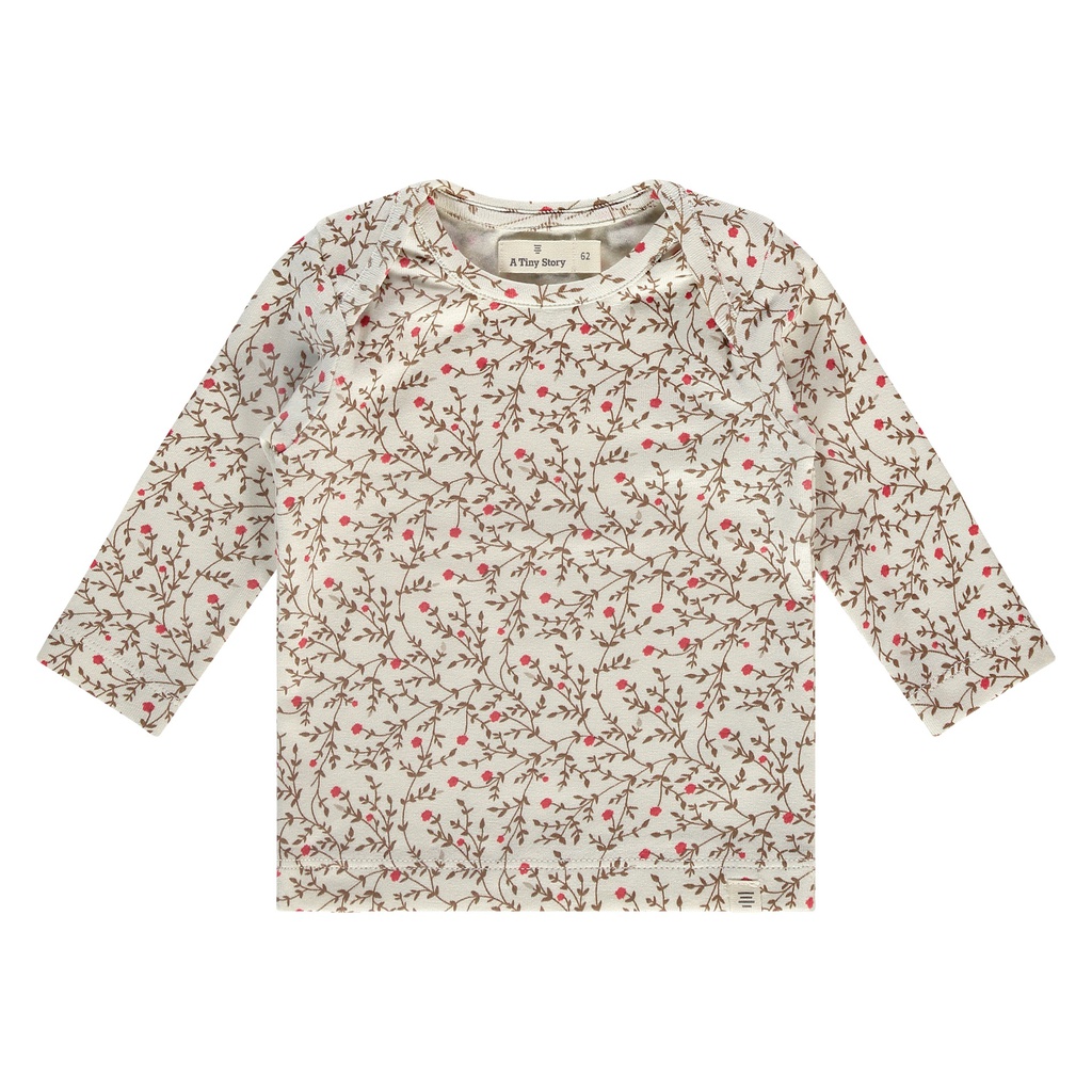 A TINY STORY (BY BABYFACE) - T-Shirt manches longues - Creme (Motif fleurs rouges)