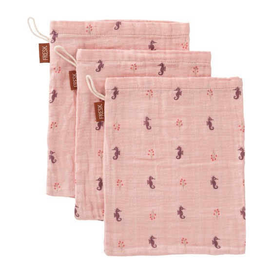 Fresk - Set de 3 gants de toilette - Seahorses