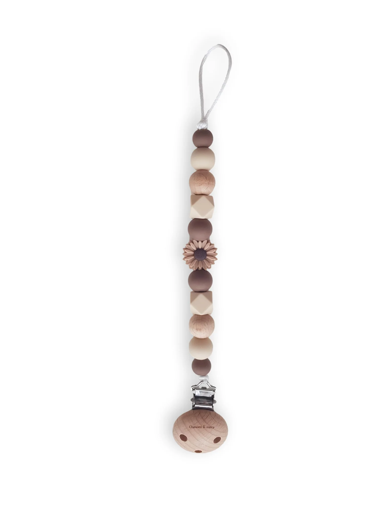 Chewies&More - Attache-tétine Beads Daisy Wood - Brun