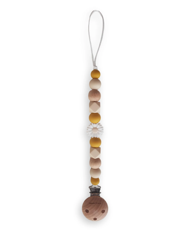 Chewies&More - Attache-tétine Beads Daisy Wood - Ocre