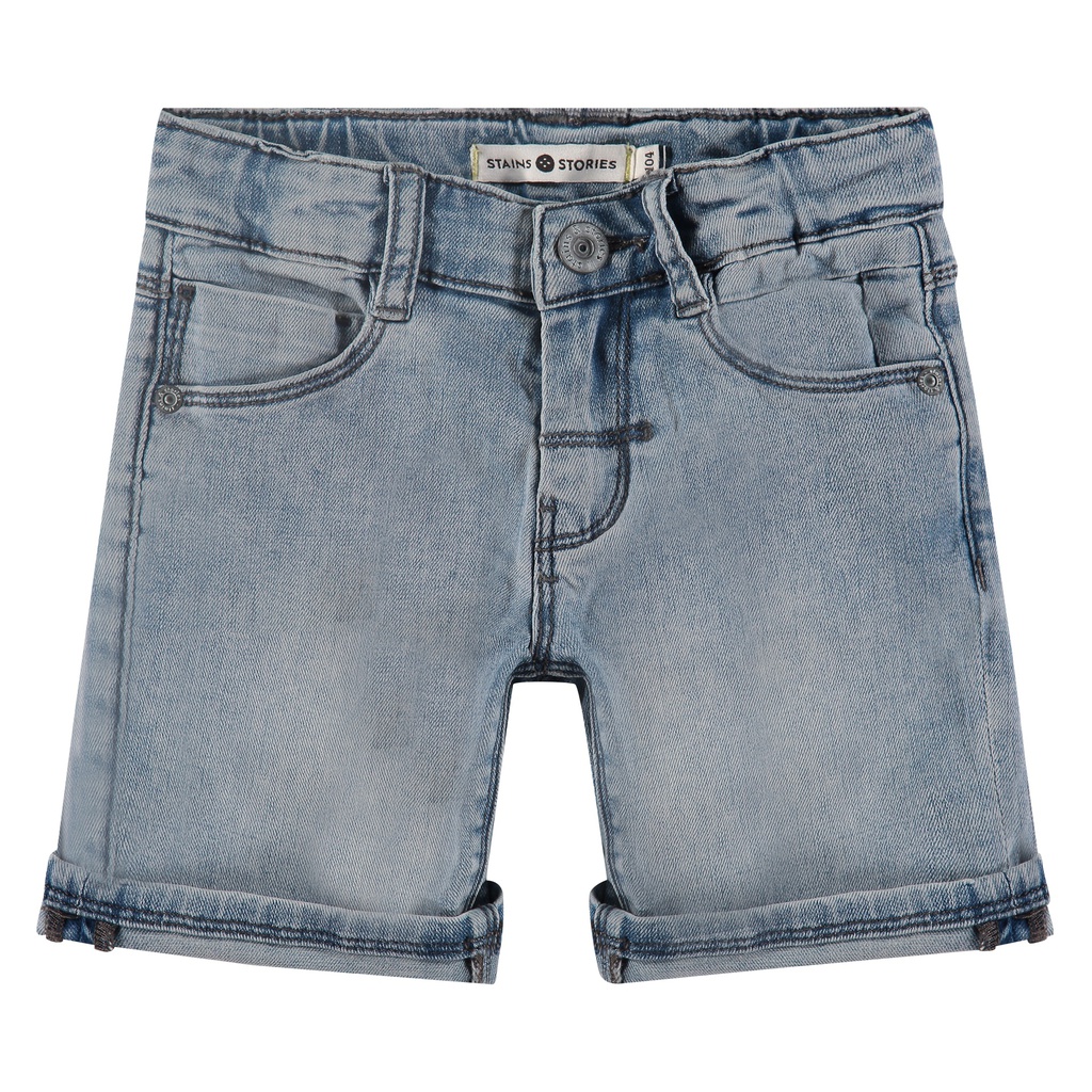 STAINS &amp; STORIES (BY BABYFACE) - Short garçon - Medium blue denim