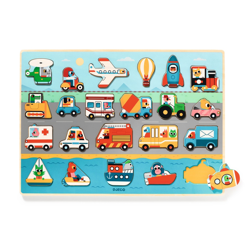 DJECO - Puzzle Vroom 22 pcs - 2 ans +