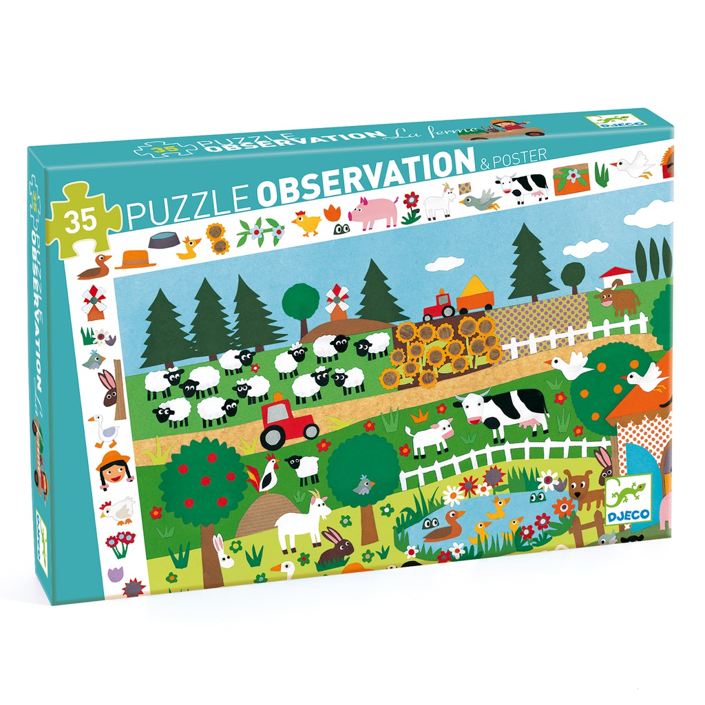 DJECO - Puzzle observation - La ferme 35 pcs - 3 ans +