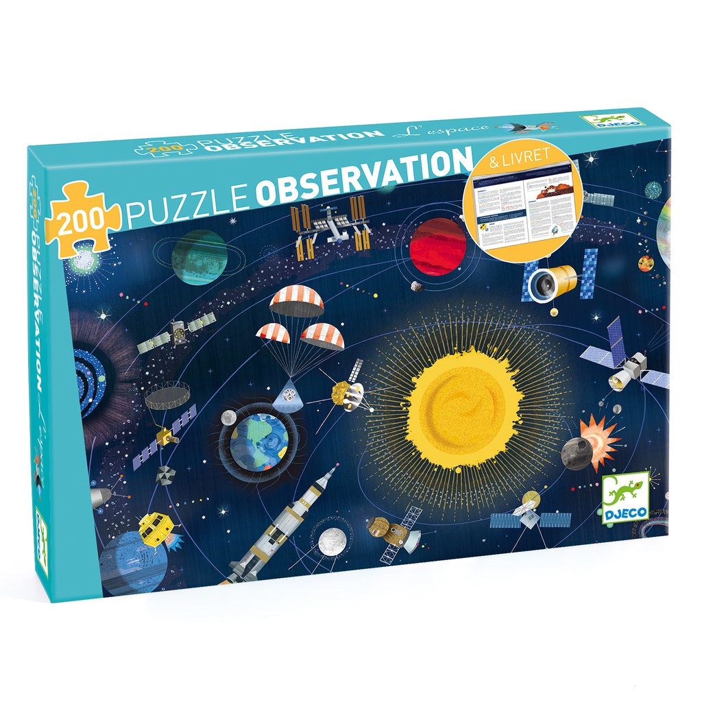 DJECO - Puzzle observation - L'espace 200 pcs + livret - 6 ans +