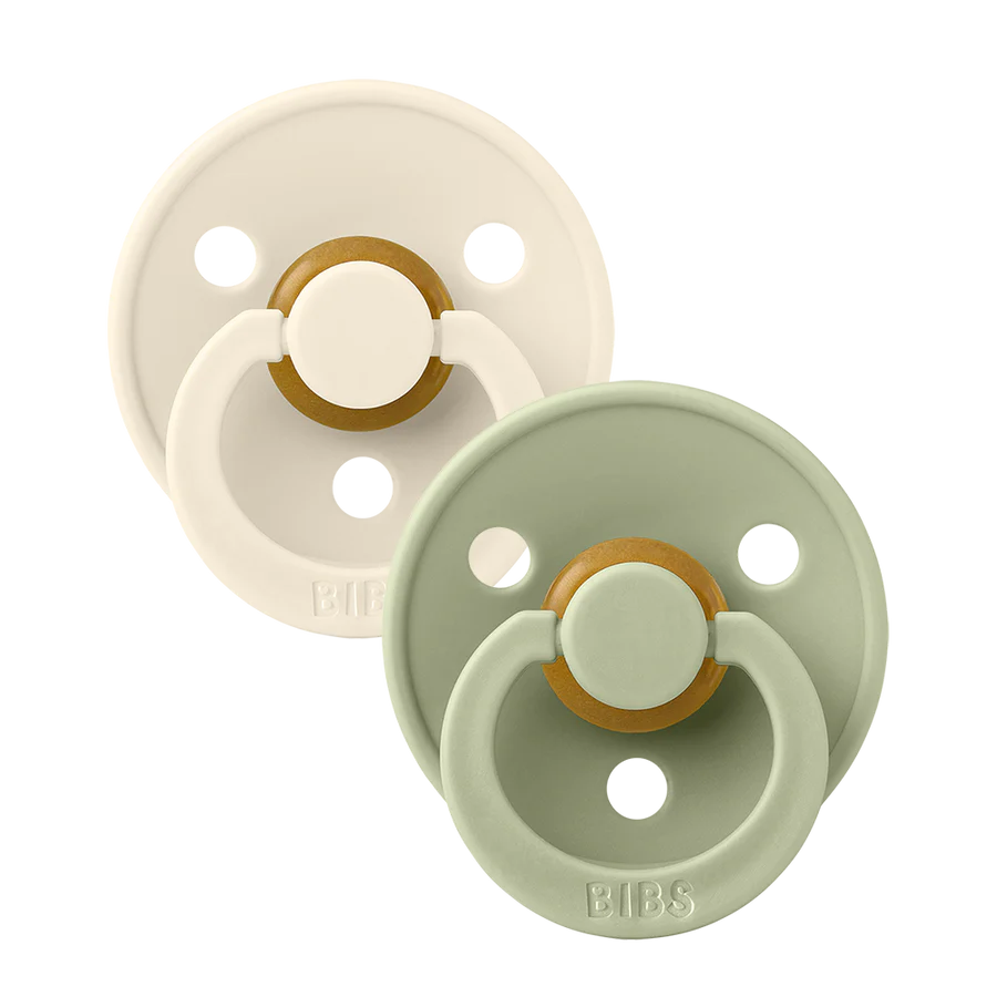 Bibs - Lot de 2 tétines - Ivory/Sage - Taille 1 - Rondes