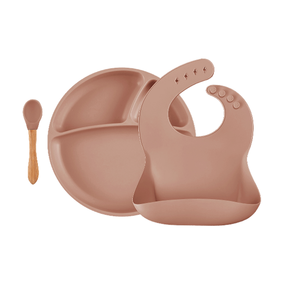 Minikoioi - Set repas en silicone - Bubble beige