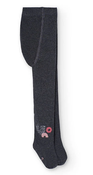 Boboli - Collants pour bébé fille en gris chiné imprimé de fleurs