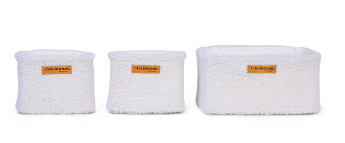Childhome - Lot de 3 paniers de rangement - Teddy Off White 