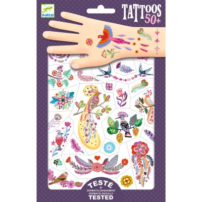 DJECO - Lot de 50 tatouages - Plume color - 3 ans +