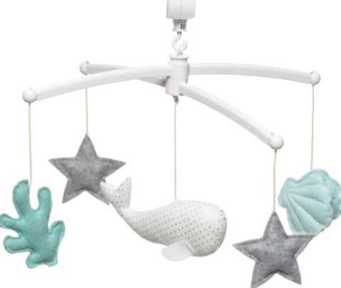 Pouce et Lina - Mobile baleine blanche étoiles et coquillages