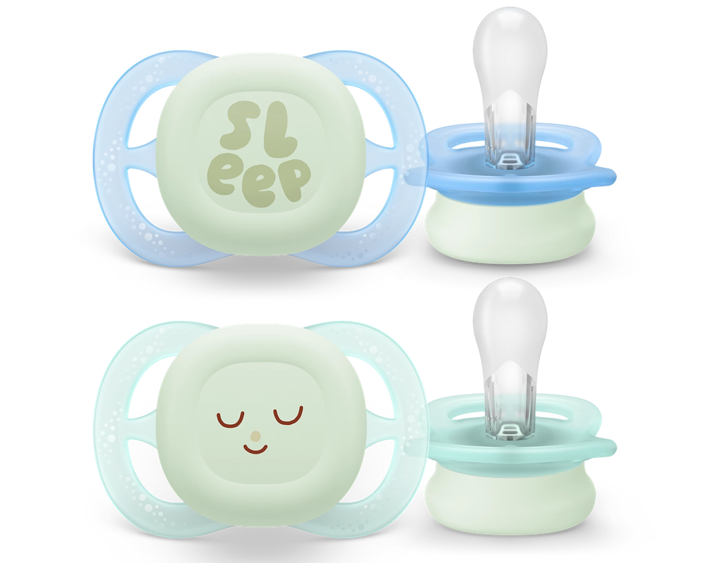 Avent - Tétines Ultra Start Nuit - 0-2M - Vert/Bleu