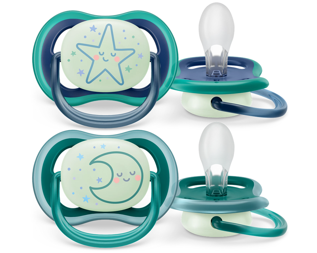 Avent - Tétines Ultra Start Nuit - 6-18M - Vert/Bleu