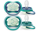 Avent - Tétines Ultra Start Nuit - 6-18M - Vert/Bleu