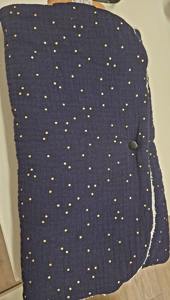 Les pépites de Mathilde - Matelas à langer - Bleu à pois doré