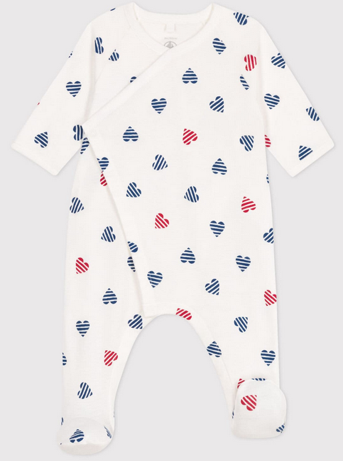Petit Bateau - Pyjama bébé cache-coeur en coton - Cœur rayé