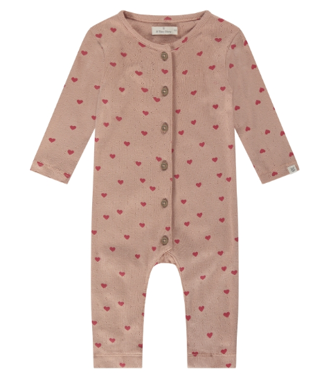 A Tiny Story - Combinaison bébé motifs coeurs - Corail
