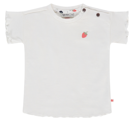 Babyface - T-shirt fille écusson fraise - Ivory