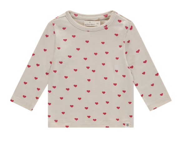 A Tiny Story - T-shirt longues manches motifs coeurs - Pearl
