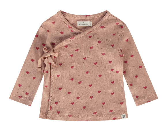 A Tiny Story - Blouse cache-coeur motifs coeurs - Corail