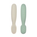 Béaba - Lot 2 pré-cuillères d'apprentissage silicone Vert sauge/Gris velours