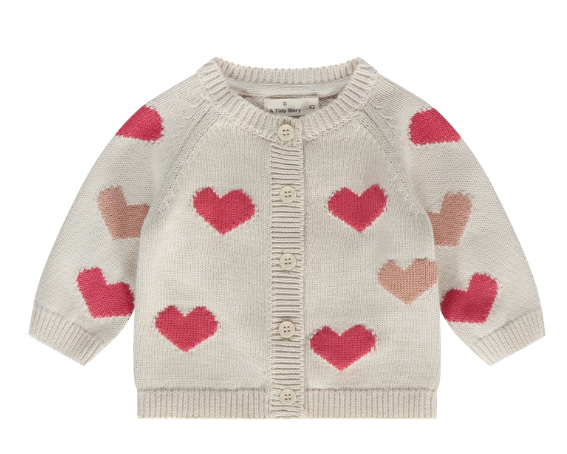 A Tiny Story - Gilet tricoté bébé motif coeur - Pearl