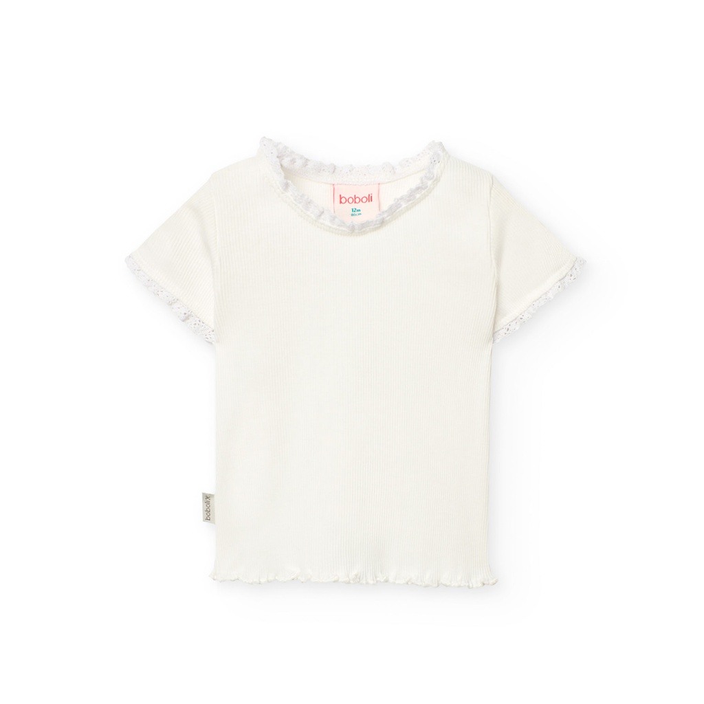Boboli - t-shirt tricot blanc - fille