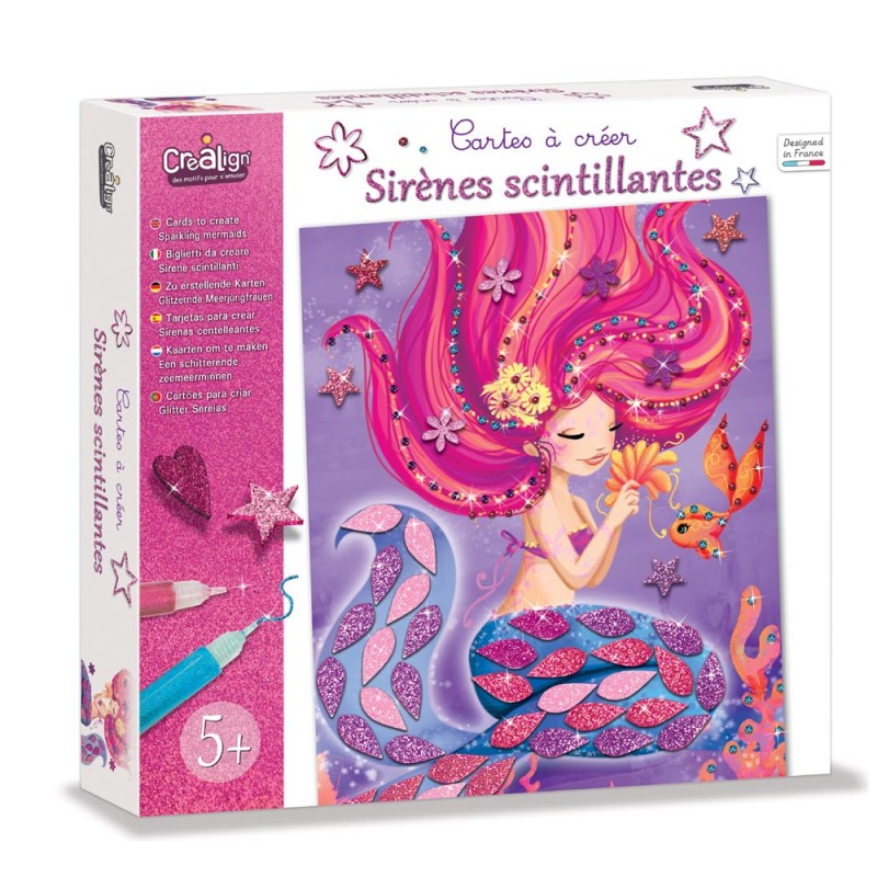 Crealign' - Cartes à créer - sirènes scintillantes - 5 ans +
