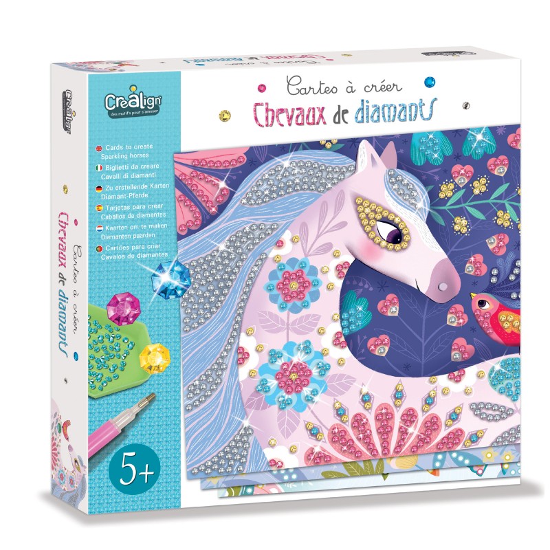 Crealign' - Cartes à créer - Chevaux de diamants - 5 ans +