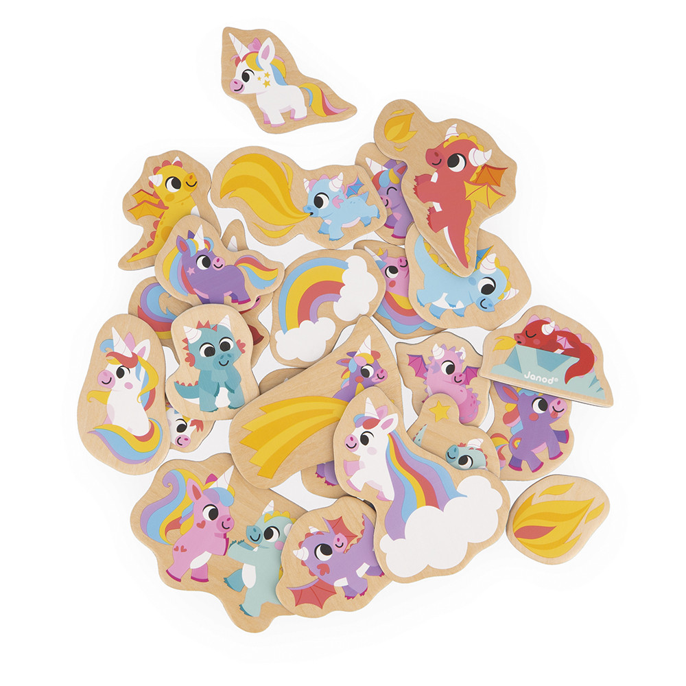 Janod - Magnets Licornes et Dragons 24 pièces