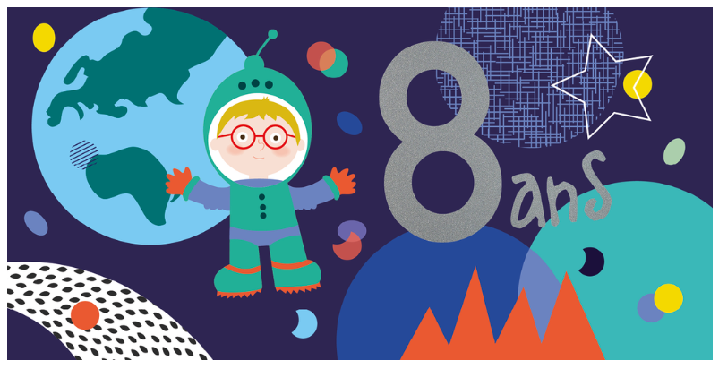 Ed. Cortil -Artlequin - Carte anniversaire 8 ans