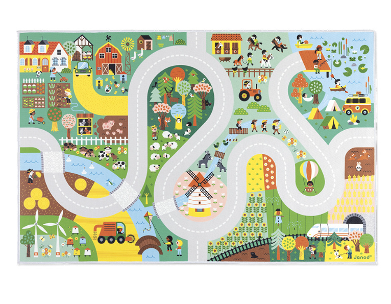 Janod - Tapis avec circuit Campagne - Cross Roads