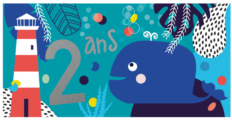 Ed. Cortil- Artlequin - Carte anniversaire - 2 ans