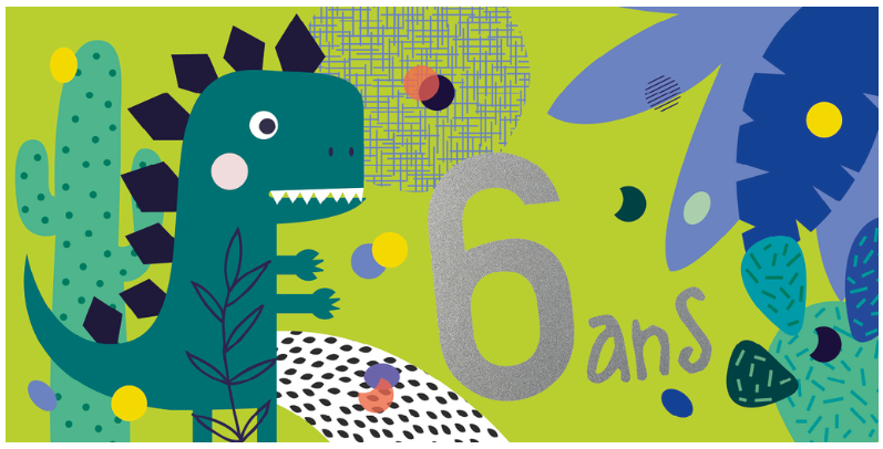 Ed. Cortil- Artlequin - Carte anniversaire - 6 ans