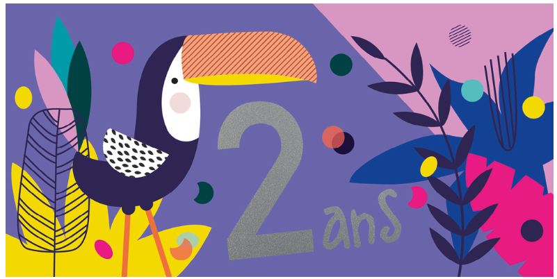 Ed. Cortil- Artlequin - Carte anniversaire - 2 ans