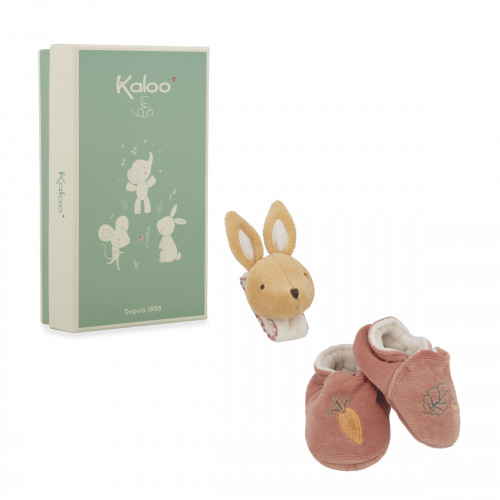 Kaloo - Coffret chaussons et bracelet sonores lapin