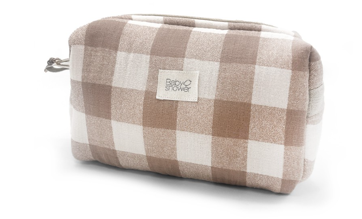 Babyshower - Trousse de toilette - Vichy Caramel