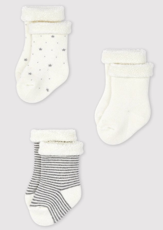 Petit Bateau - Lot de 3 paires de chaussettes - Etoiles/lignes - 0-3 mois