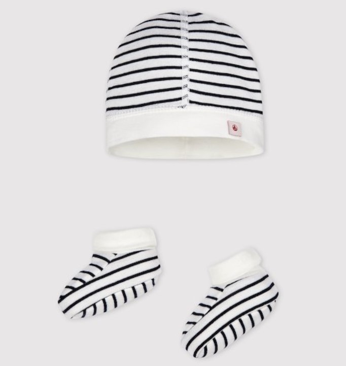Petit bateau - Lot de 2 pièces - Bonnet et chaussons - Lignes