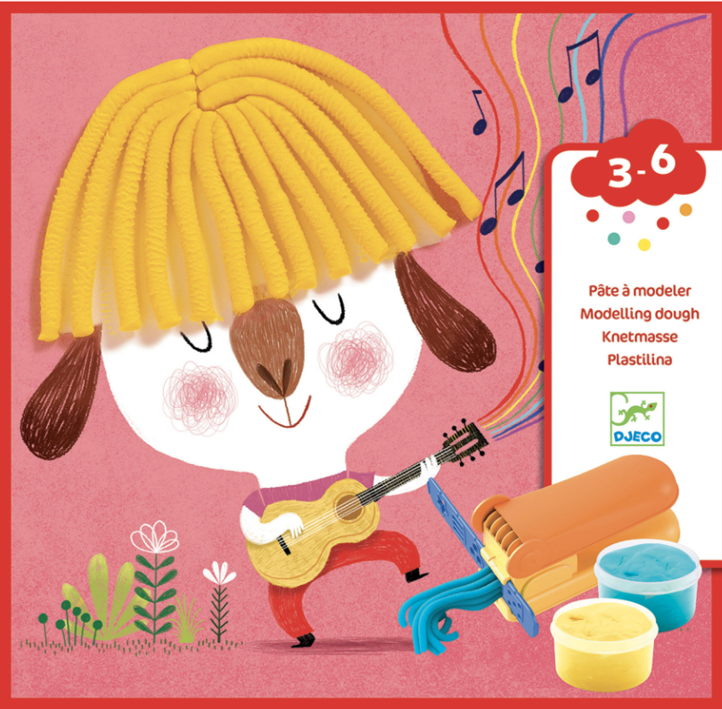 DJECO - Coffret pâte à modeler - Bouclettes et cheveux raides - 3-6 ans