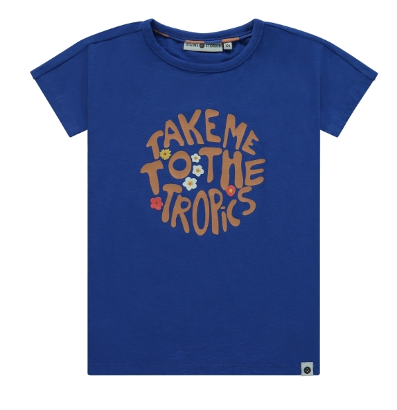 Stains & Stories - t-shirt fille courtes manches - bleu