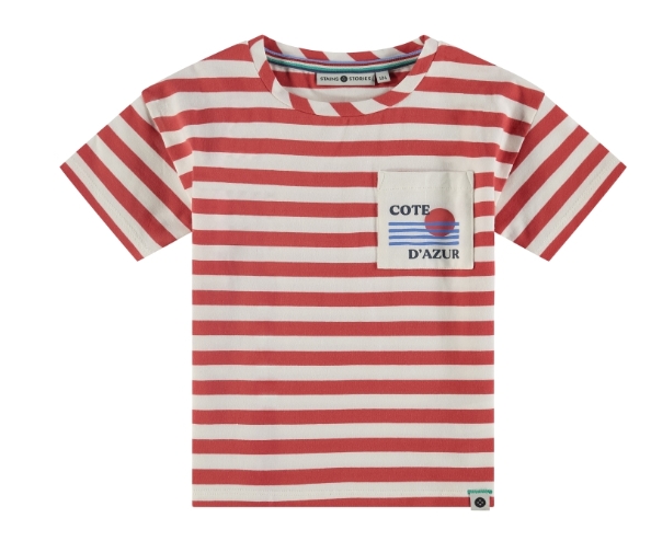 Stains & Stories - t-shirt garçon rayé rouge/blanc