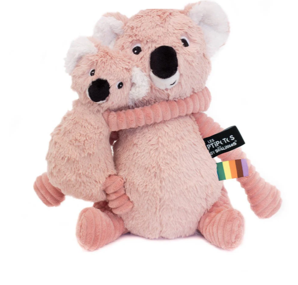 Les Déglingos - Peluche Trankilou le koala maman et son bébé rose - Les Ptipotos