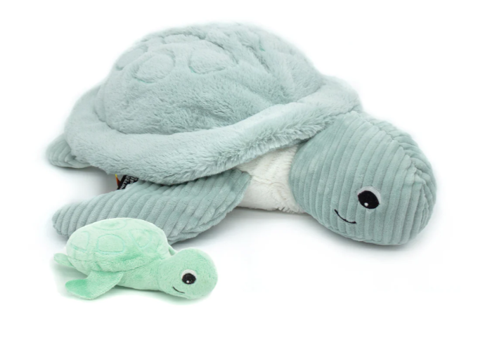 Les Déglingos - Peluche tortue GÉANTE Sauvenou maman et son bébé menthe - Les Ptipotos