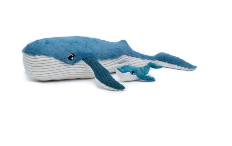 Les Déglingos - Peluche baleine Gravillou maman et son bébé bleu - Les Ptipotos