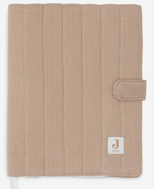 Jollein - Protège Carnet de Santé - Gaze de Coton - Biscuit
