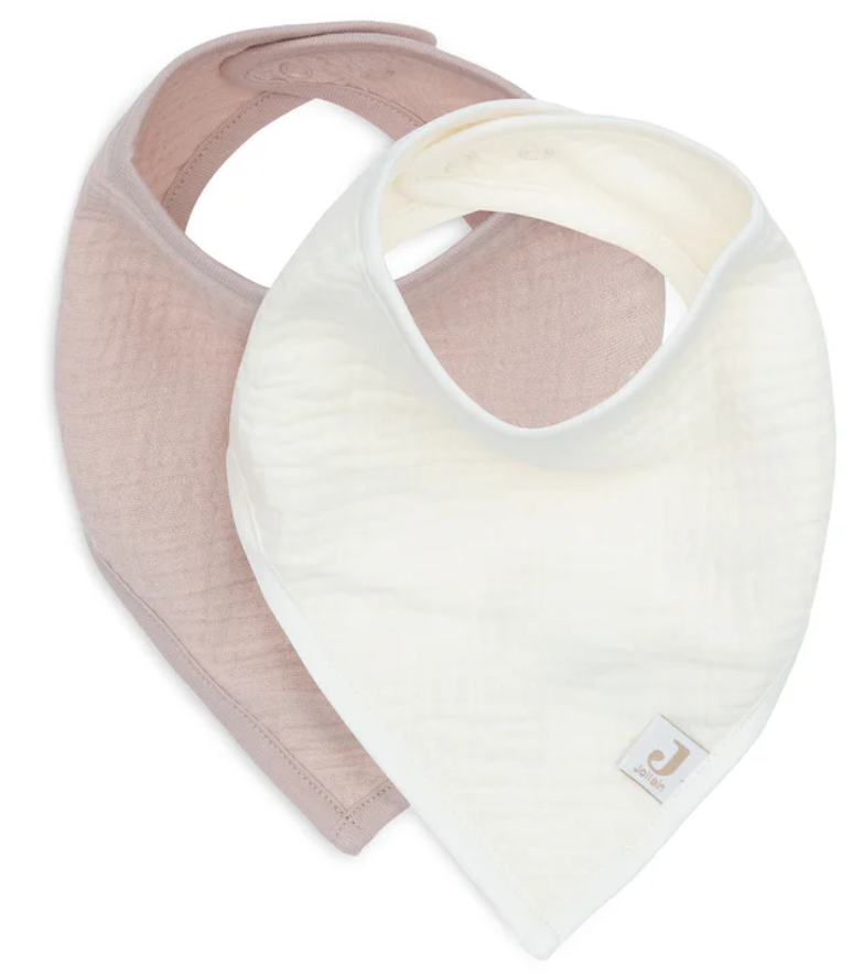 Jollein - Bavoir Bandana Gaze de Coton - Wild Rose/Oatmeal - 2 Unités